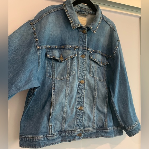 Excellent Condition, Kate Spade Oversized Denim Studded Jean Jacket, Size Large - Picture 5 of 16